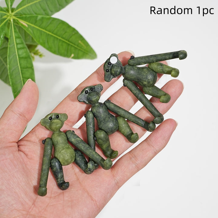 A Slightly Imperfect Natural Movable Joint Crystal Monkey Doll Carving