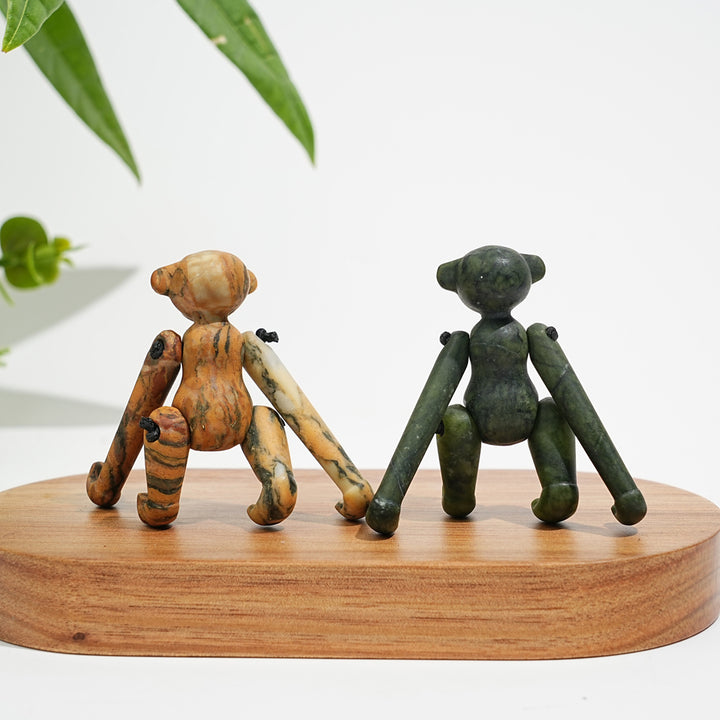 A Slightly Imperfect Natural Movable Joint Crystal Monkey Doll Carving