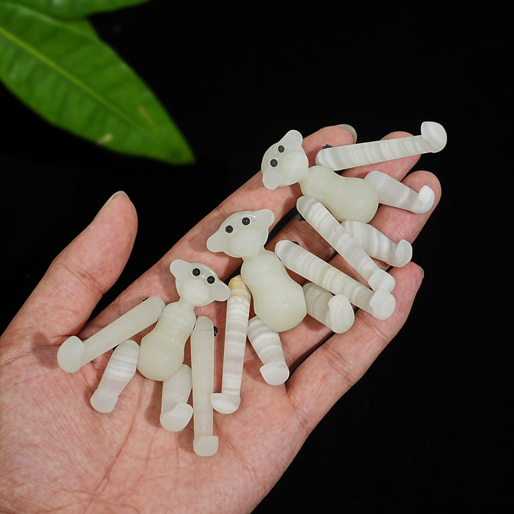 A Slightly Imperfect Natural Movable Joint Crystal Monkey Doll Carving