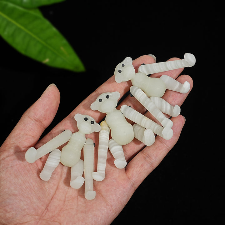 A Slightly Imperfect Natural Movable Joint Crystal Monkey Doll Carving