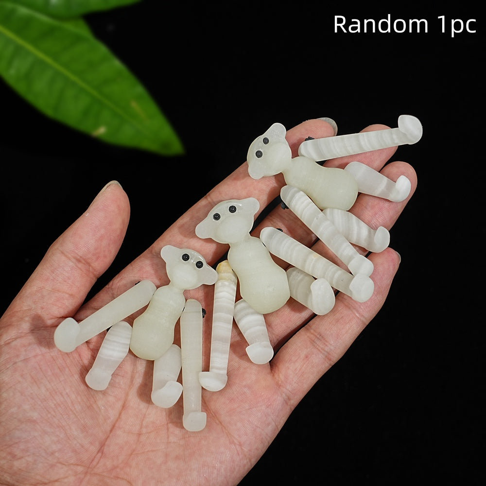 A Slightly Imperfect Natural Movable Joint Crystal Monkey Doll Carving