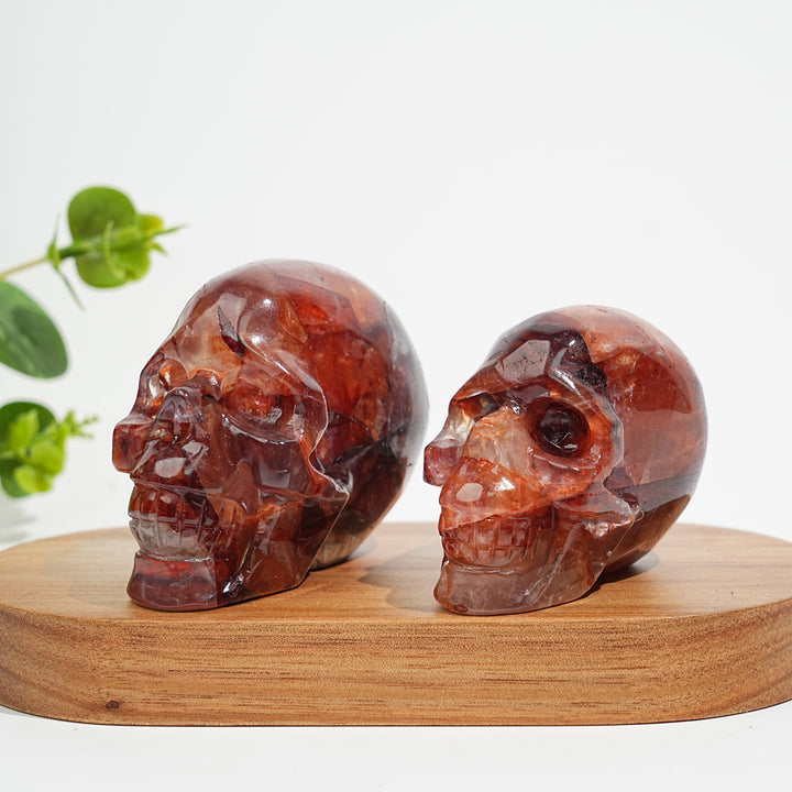 Unique,A Slightly Imperfect Natural Crystal Fire Quartz Skull Carving