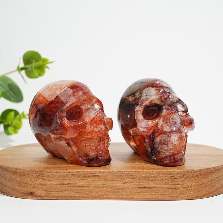 Unique,A Slightly Imperfect Natural Crystal Fire Quartz Skull Carving