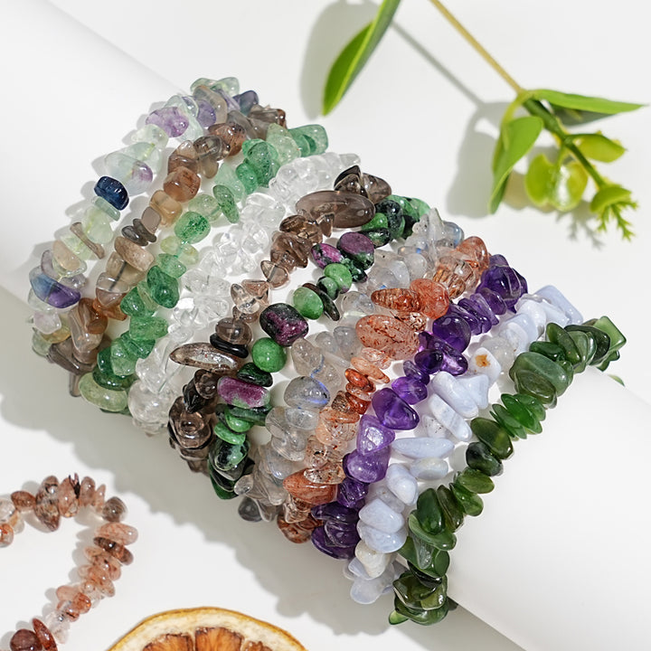Natural Gemstone Elastic Stretch Crystal Mixed Chips Bracelet Bracelet