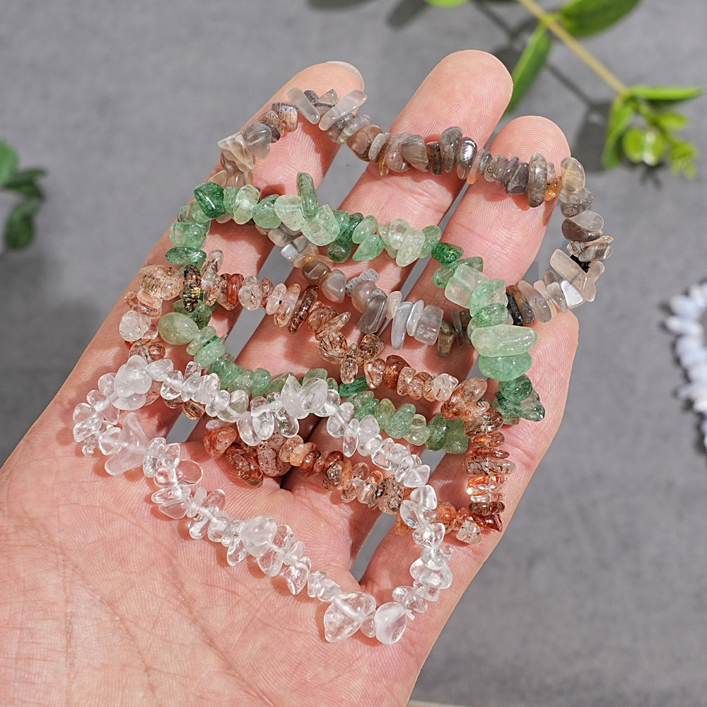 Natural Gemstone Elastic Stretch Crystal Mixed Chips Bracelet Bracelet
