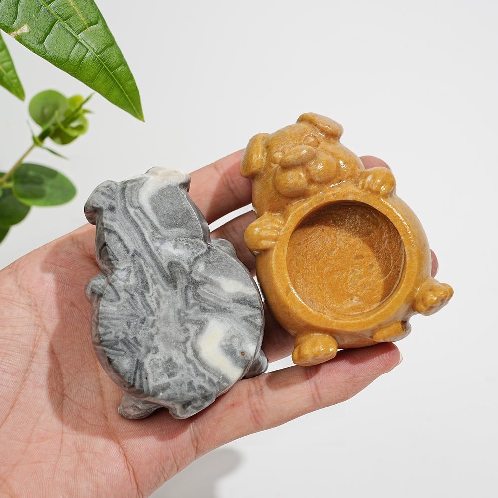 Natural Crystal Dog Shaped Bowl Carving