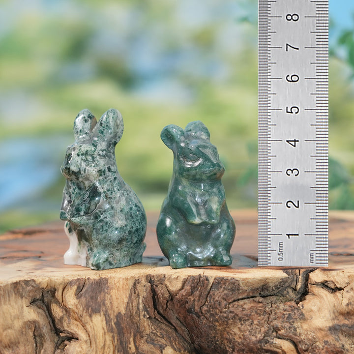Natural Carving Moss Agate Rabbit