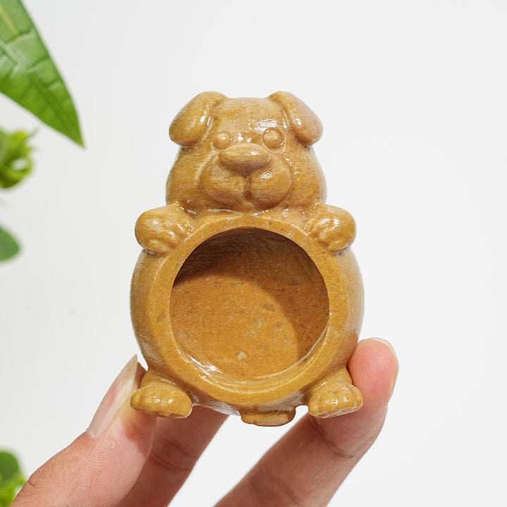Natural Crystal Dog Shaped Bowl Carving