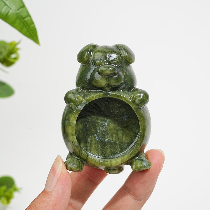 Natural Crystal Dog Shaped Bowl Carving