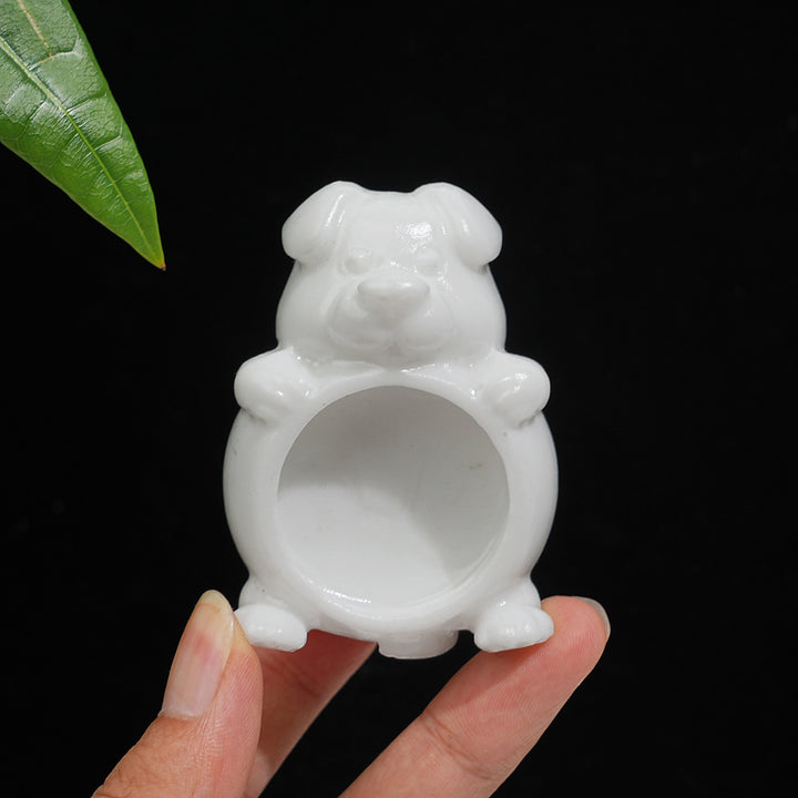 Natural Crystal Dog Shaped Bowl Carving
