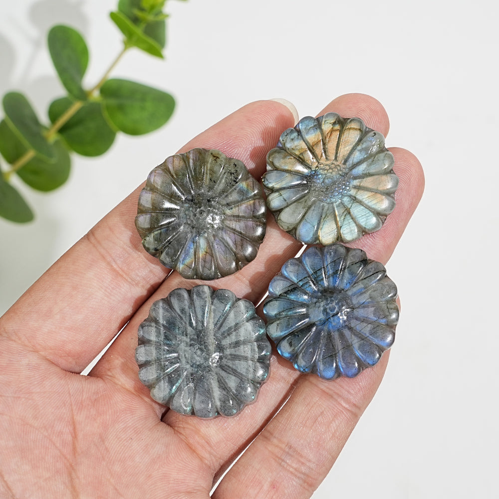 Natural Crystal Carving Labradorite Daisy