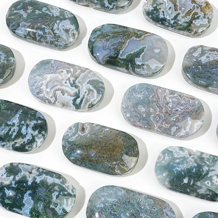 Natural Moss Agate Palm Stone