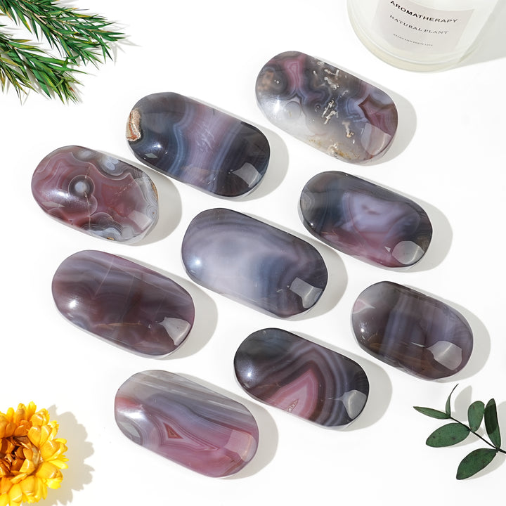 Natural African Red Agate Palm Stone