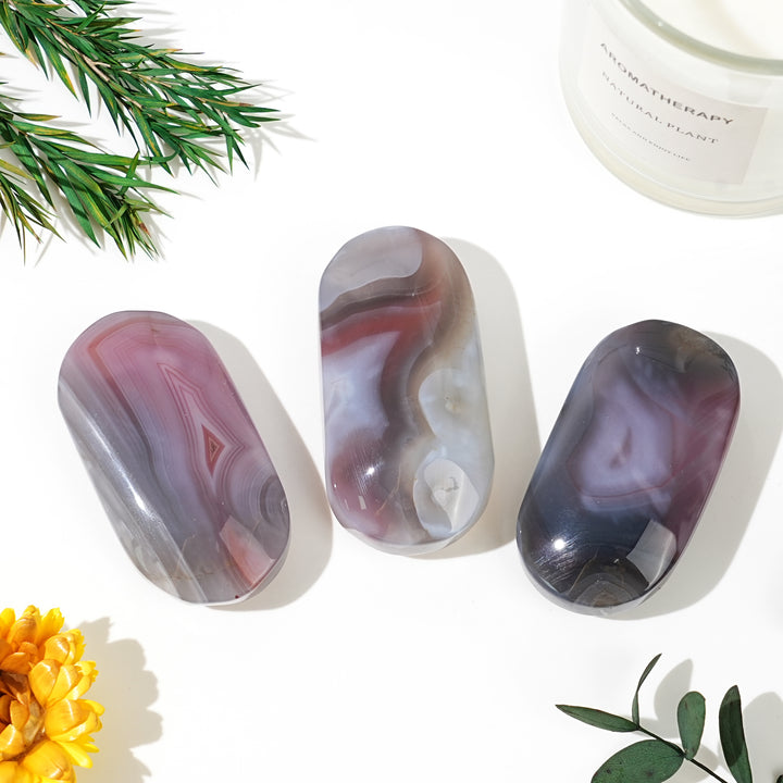 Natural African Red Agate Palm Stone