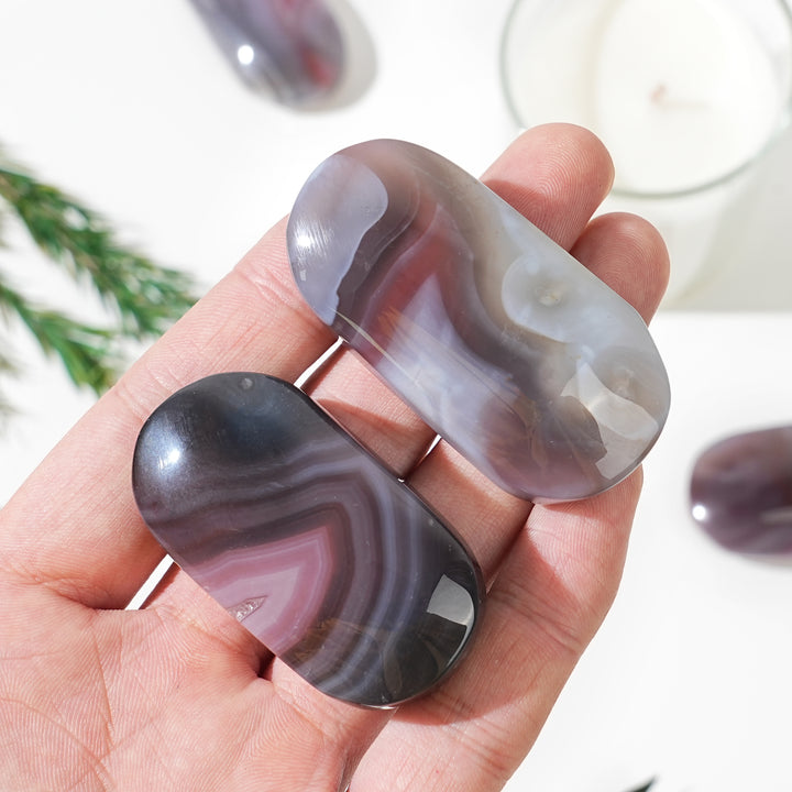 Natural African Red Agate Palm Stone