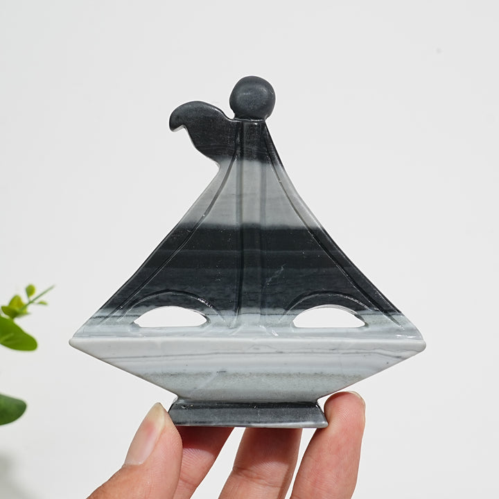 Natural Crystal Carving Sailboat With Anchor