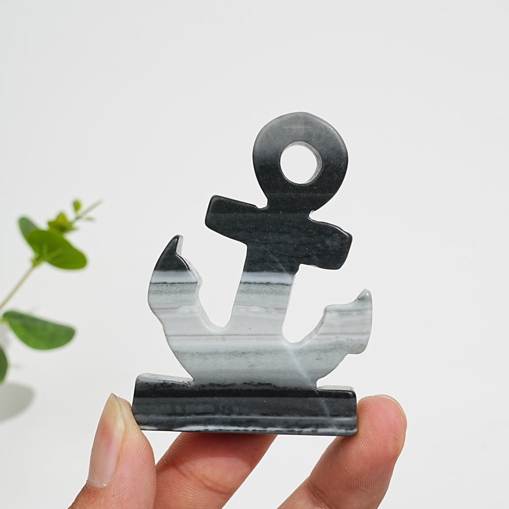 Natural Crystal Carving Sailboat With Anchor