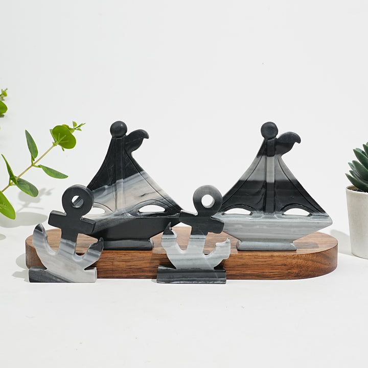 Natural Crystal Carving Sailboat With Anchor