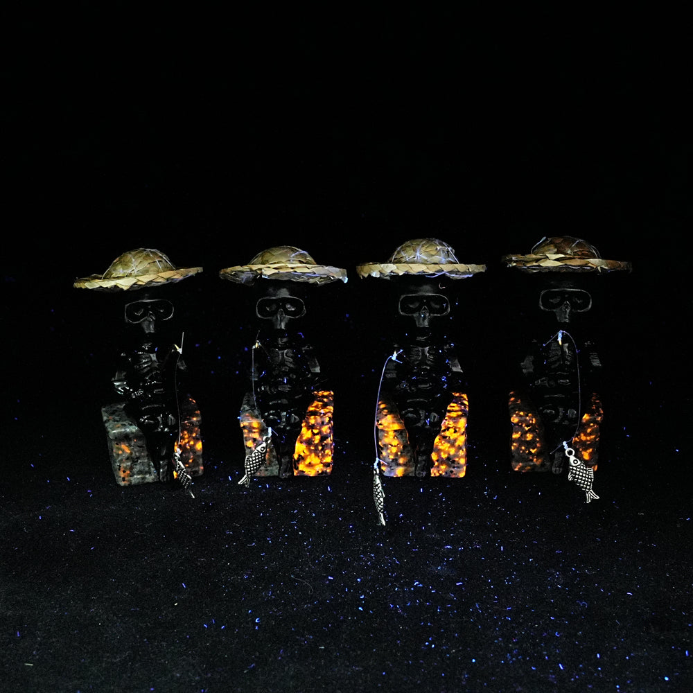 Natural Crystal Straw Hat Skeleton Fisher