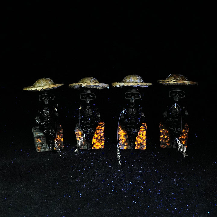 Natural Crystal Straw Hat Skeleton Fisher