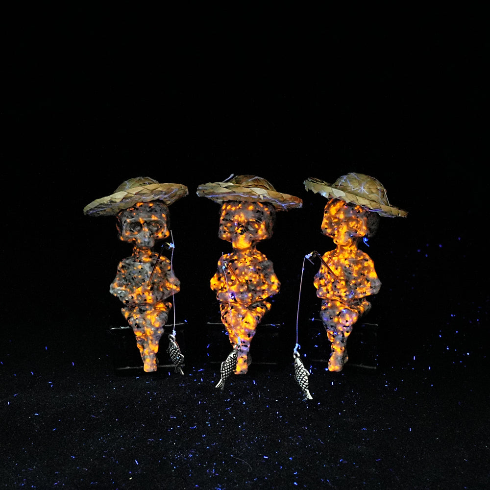 Natural Crystal Straw Hat Skeleton Fisher