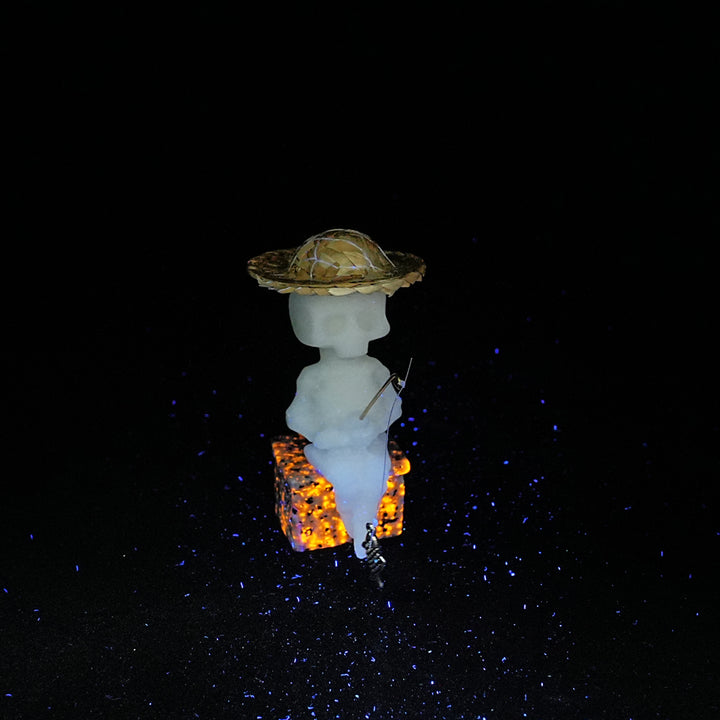 Natural Crystal Straw Hat Skeleton Fisher