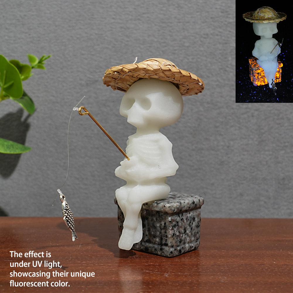 Natural Crystal Straw Hat Skeleton Fisher