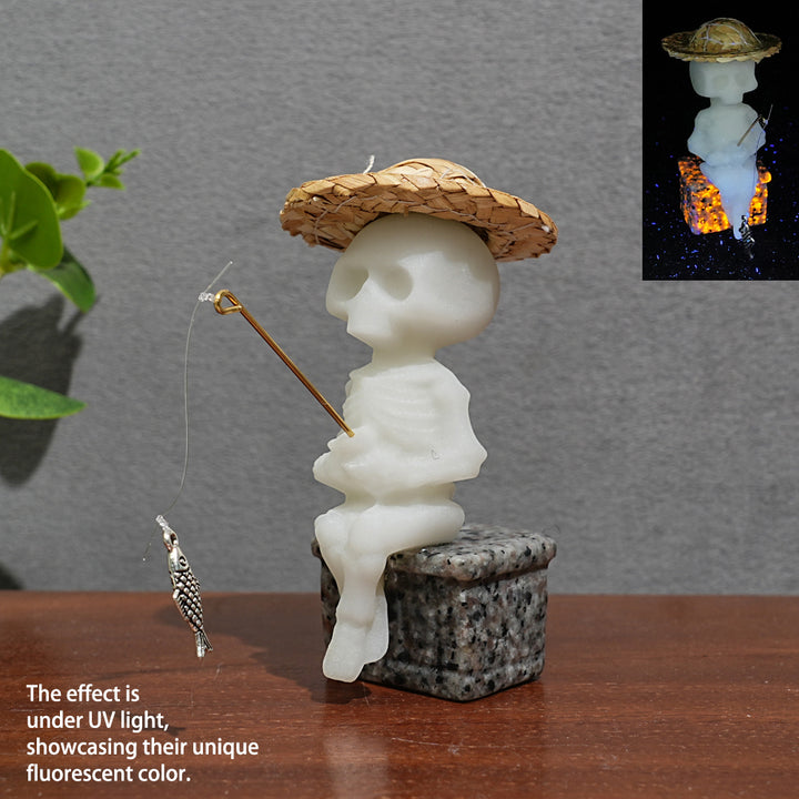 Natural Crystal Straw Hat Skeleton Fisher