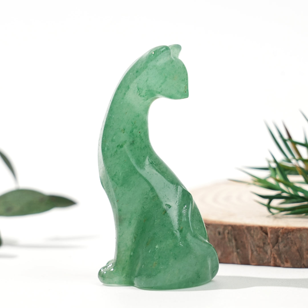Natural Crystal Carving Looking Back Cat