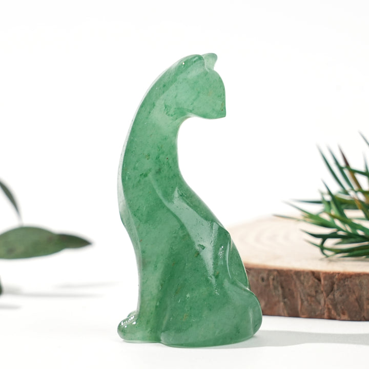 Natural Crystal Carving Looking Back Cat