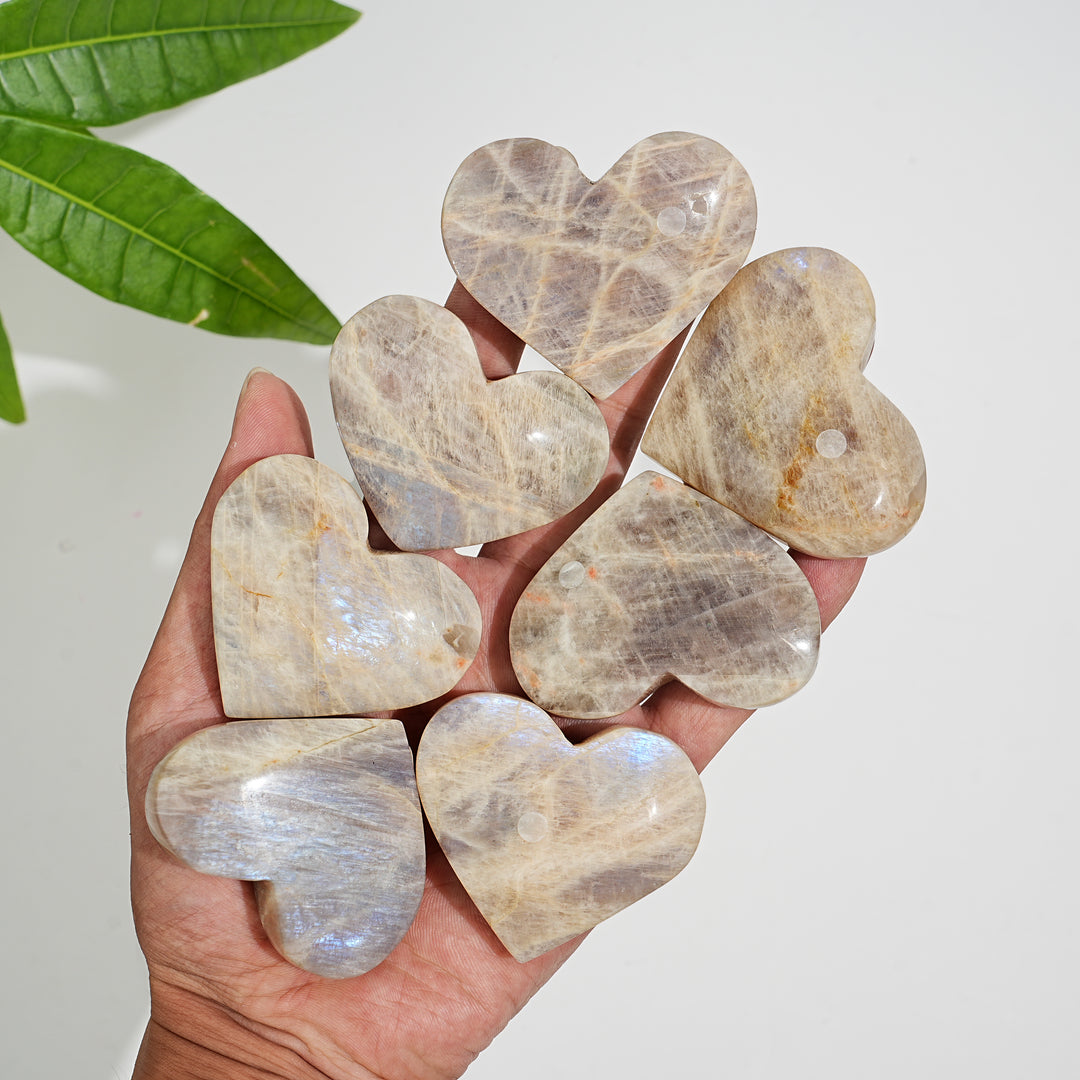 A Slightly Imperfect Natural Moonstone Heart Carving