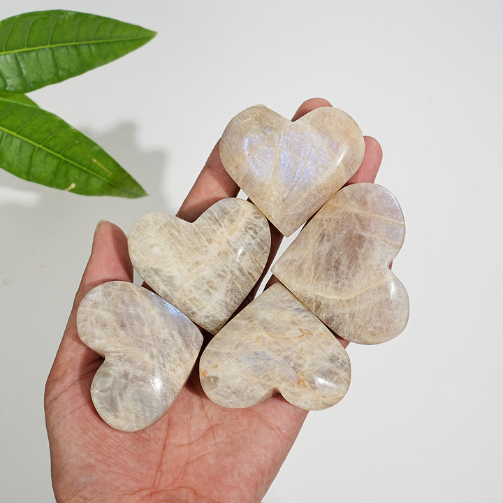 A Slightly Imperfect Natural Moonstone Heart Carving