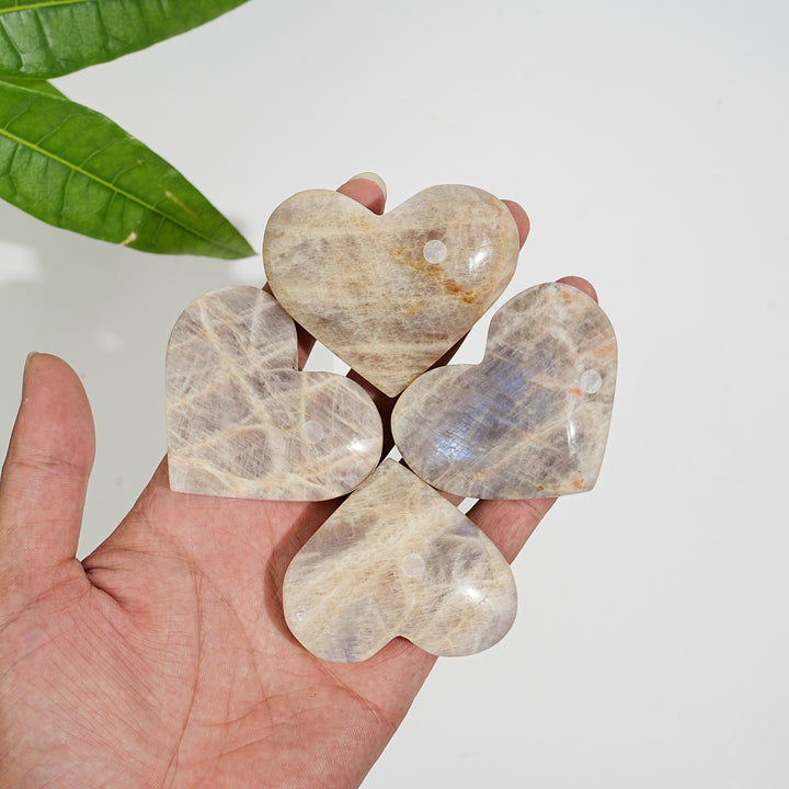 A Slightly Imperfect Natural Moonstone Heart Carving