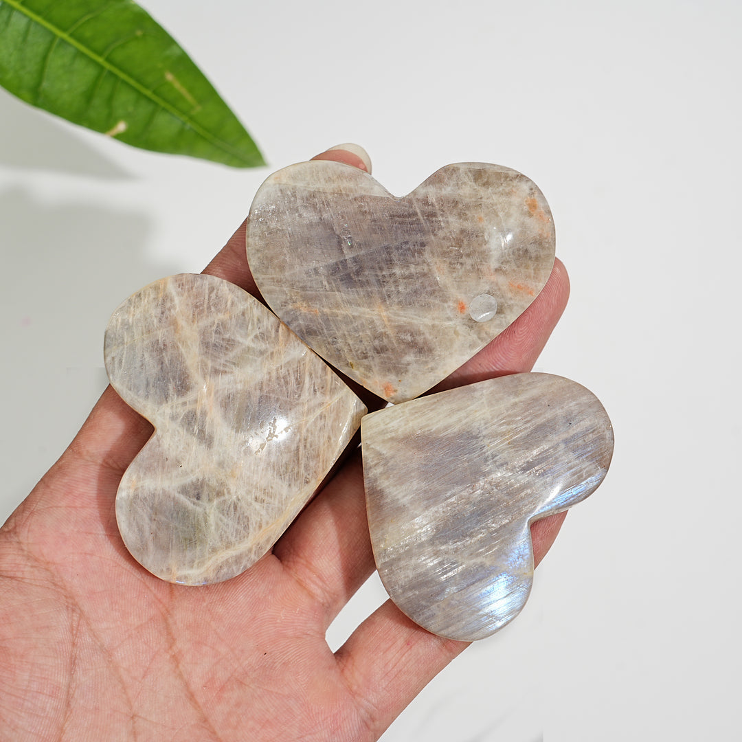 A Slightly Imperfect Natural Moonstone Heart Carving