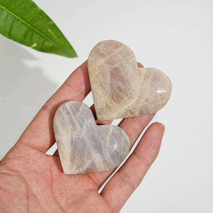A Slightly Imperfect Natural Moonstone Heart Carving