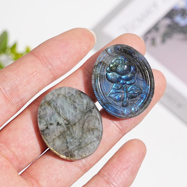 Natural Labradorite Carved Rose
