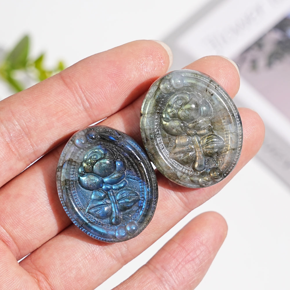 Natural Labradorite Carved Rose
