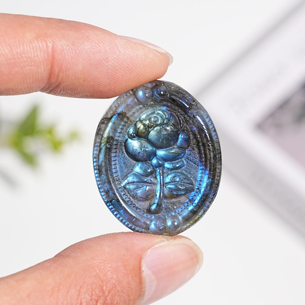 Natural Labradorite Carved Rose