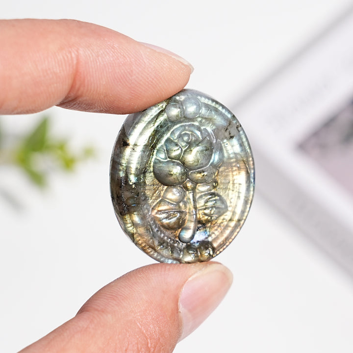 Natural Labradorite Carved Rose