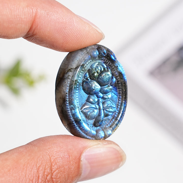 Natural Labradorite Carved Rose