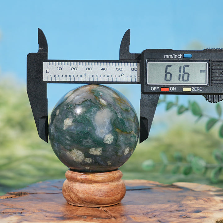 Natural Moss Agate with Calcite Sphere