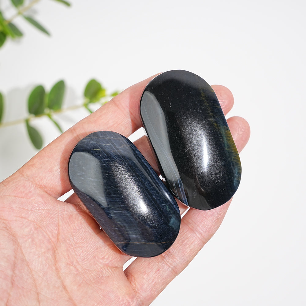 Natural Crystal Confident Blue Tiger Eye Palm Stone