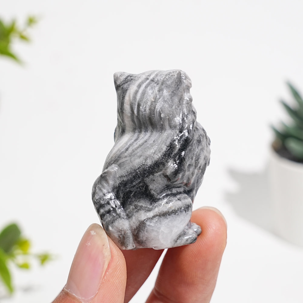 Natural Crystal Carved Bow Tie Cat