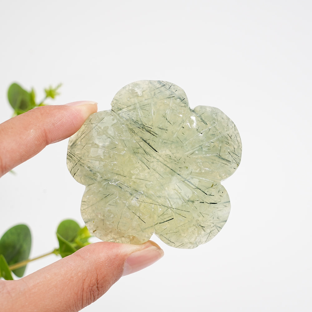Natural Crystal Peach Blossom Sphere Holder Carving