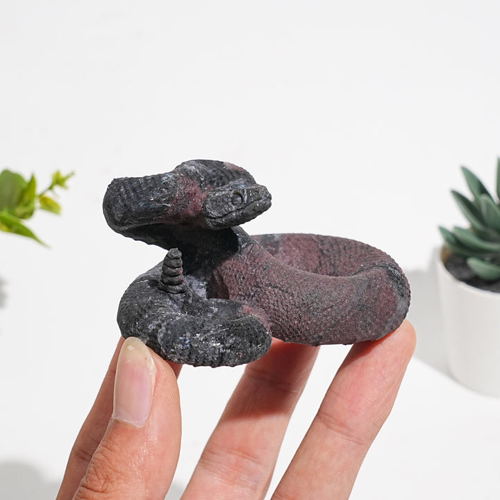 Natural Garnet With Arfvedsonite Carved Snake