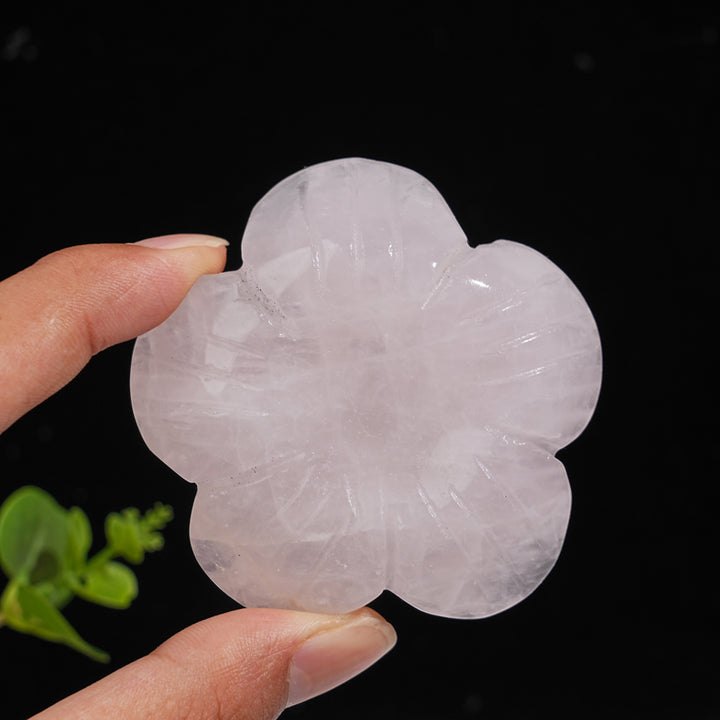 Natural Crystal Peach Blossom Sphere Holder Carving