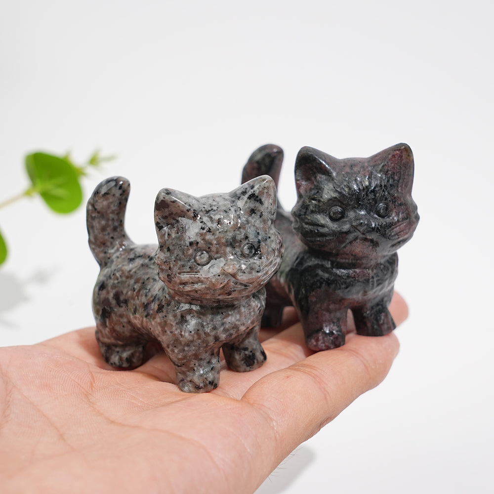 Natural Crystal Cat Carving With Raised Tail