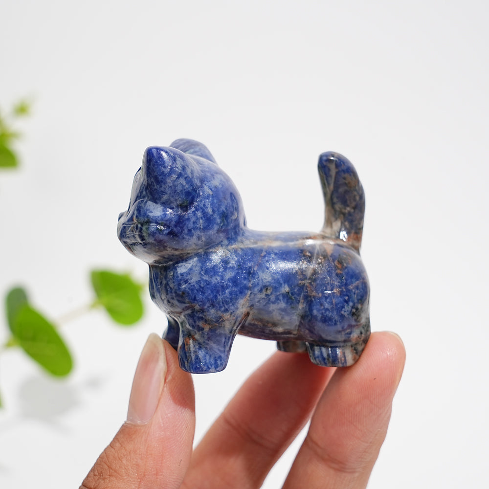 Natural Crystal Cat Carving With Raised Tail