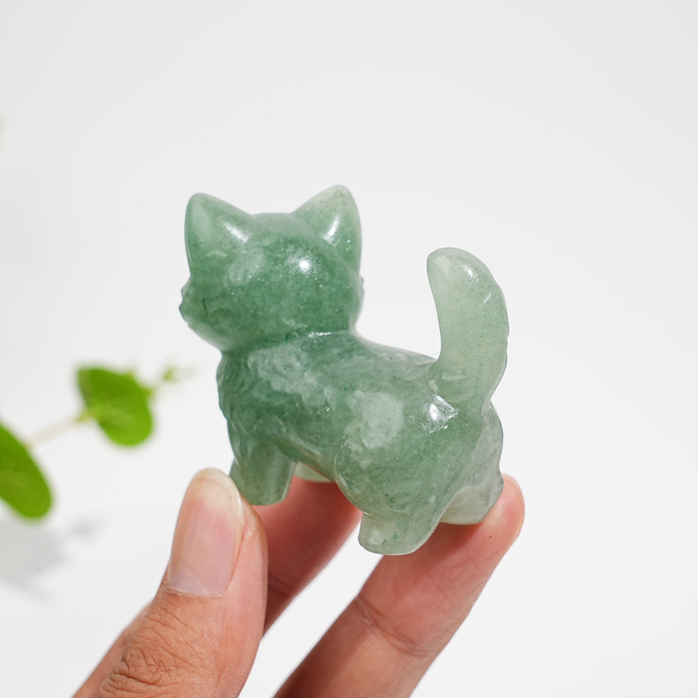 Natural Crystal Cat Carving With Raised Tail