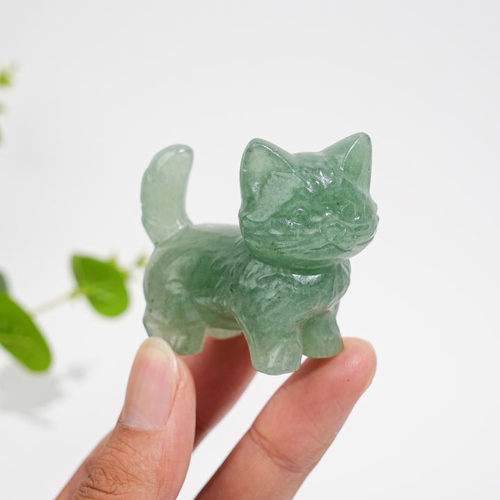 Natural Crystal Cat Carving With Raised Tail
